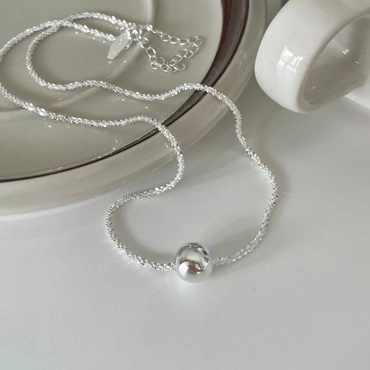 Luckacco New S925 Silver Sparkling Necklace Women Trendy Ball Clavicle Chain Choker Girls Korean Wedding Party Fine Jewelry Accessories
