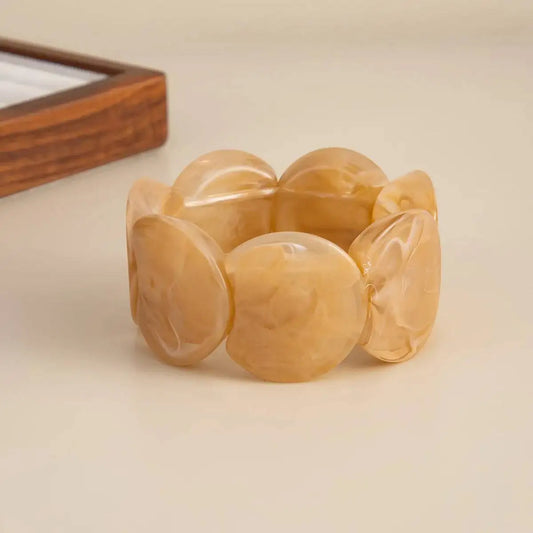 Luckacco 6 Style Boho Punk Geometric Acrylic Resin Elasticity Bangles for Women Vintage CCB Beads Bangle Bracelets Charm Jewelry