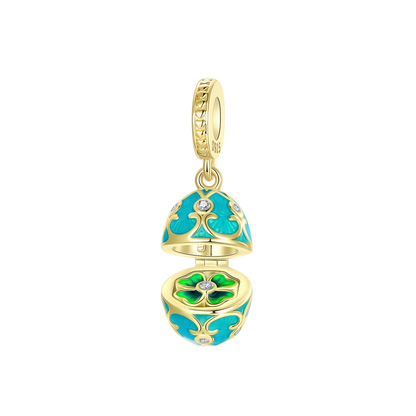 Luckacco 925 Sterling Silver Golden Charms Easter Can Be Opened Eggs Bead Rabbit Pendants Fit Original Bracelet DIY Jewelry Gift
