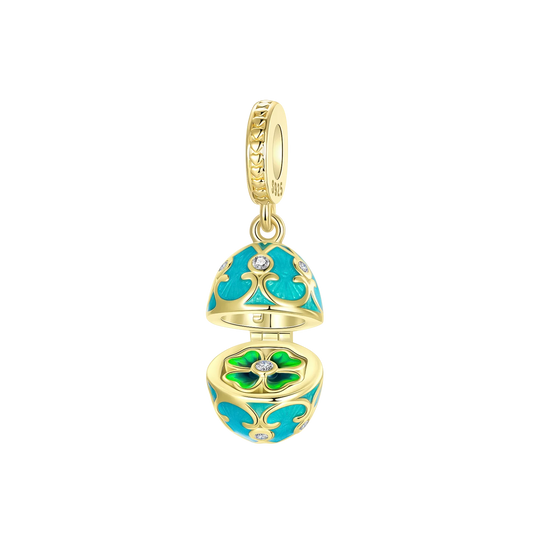 Luckacco 925 Sterling Silver Golden Charms Easter Can Be Opened Eggs Bead Rabbit Pendants Fit Original Bracelet DIY Jewelry Gift