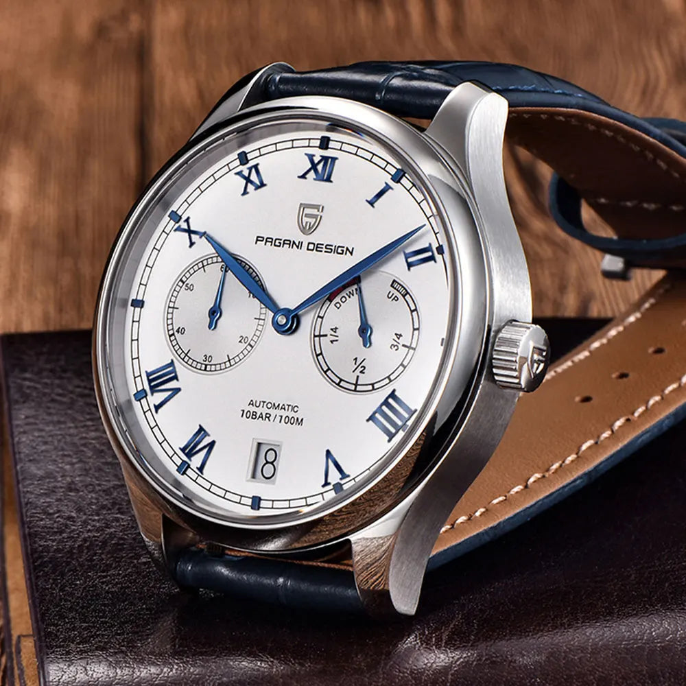luckacco pagani design pilot series men watch sapphire glass mechanical watch power storage display automatic watch 100m waterproof clock