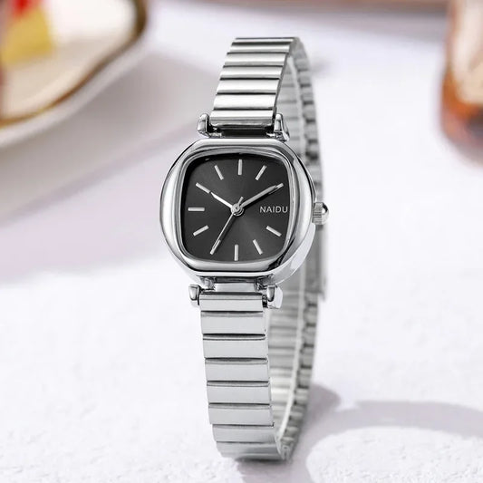 Luckacco Brand Small Square Ladies Watches Adjustable Stainless Steel Strap Quartz Wristwatches for Women Fashion Luxury Gift Clock