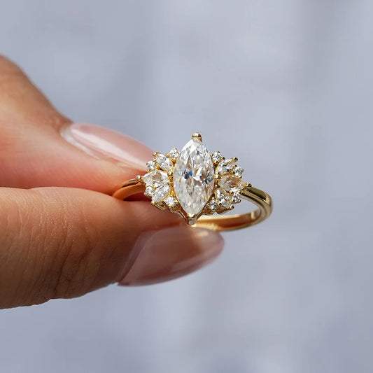 Luckacco Luxury 100% Real 18k Gold Diamond Moissanite Diamond Ring Women Engagement Diamond Ring