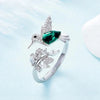 Luckacco Elegant Natural Blue Stone Adjustable Hummingbird Rings for Women Glass Filled Rings Female Engagement Wedding Party Jewelry