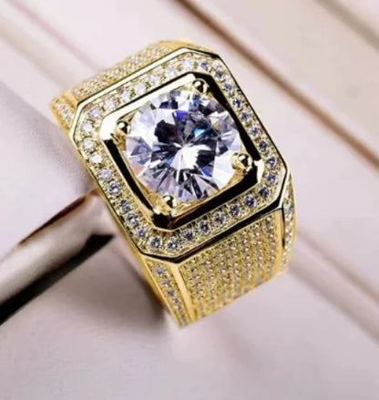 Luckacco Sale 5-12 White Golden Iced Out HipHop Engagement Rings CZ Pinky Men Women Full Crystal Ring