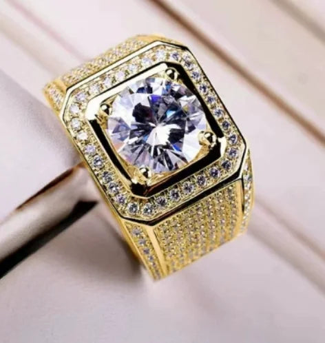 Luckacco Sale 5-12 White Golden Iced Out HipHop Engagement Rings CZ Pinky Men Women Full Crystal Ring