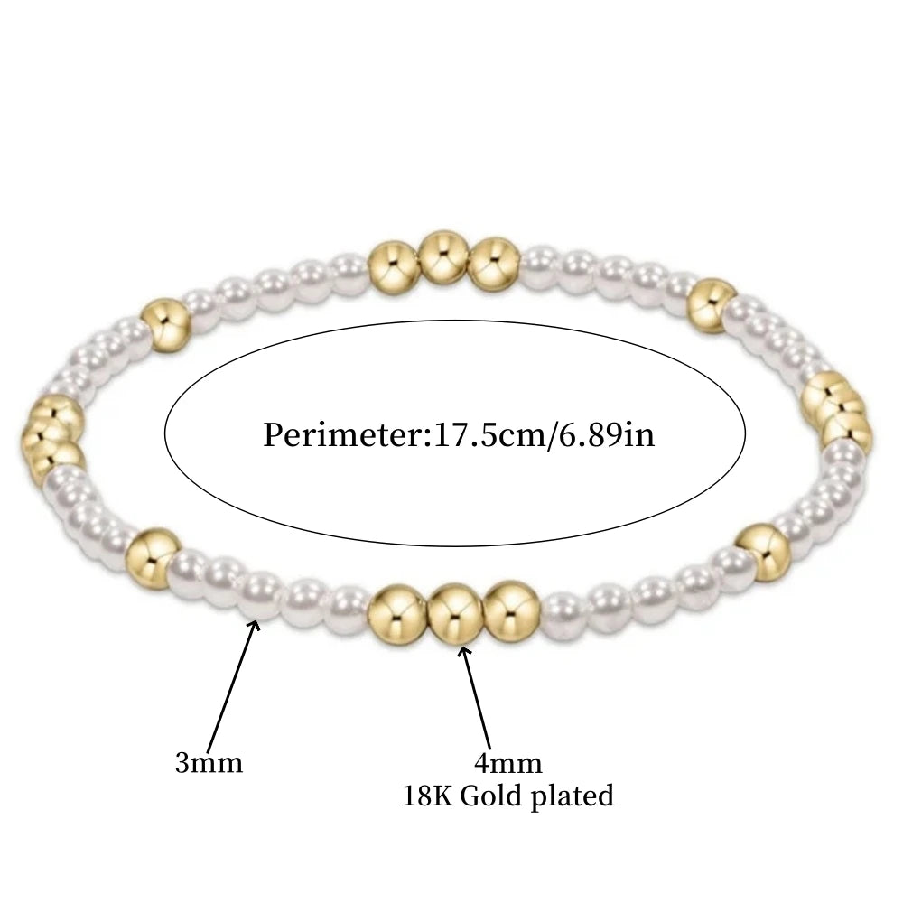 luckacco vlen shell pearl bracelet with 18k gold plated beaded bracelets for women boho summer dainty stackable pulseras jewelry