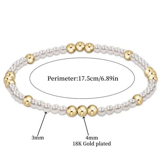 Luckacco Vlen Shell Pearl Bracelet With 18K Gold Plated Beaded Bracelets for Women Boho Summer Dainty Stackable Pulseras Jewelry