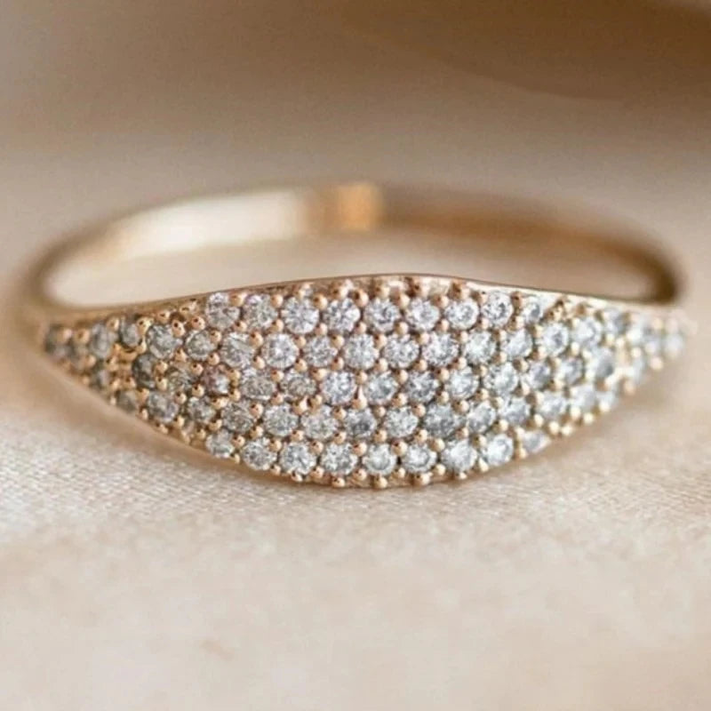 luckacco daily picks paved cubic zirconia rings for women gold color fashion wedding bands accessories daily wear exquisite ring hot jewelry