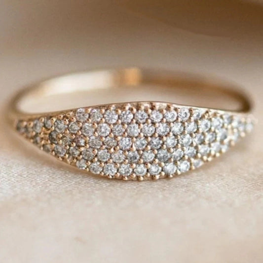 Luckacco daily picks Paved Cubic Zirconia Rings for Women Gold Color Fashion Wedding Bands Accessories Daily Wear Exquisite Ring Hot Jewelry
