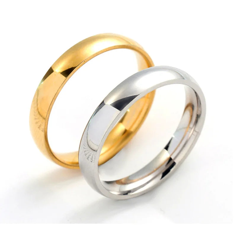 luckacco classic 4mm curved stainless steel couple ring charm men women titanium steel rings best party gift jewelry