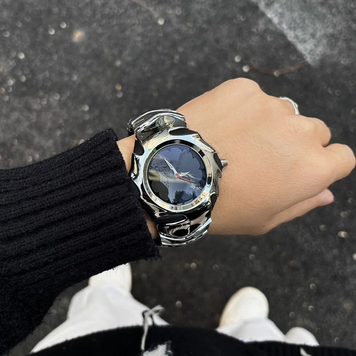 luckacco 2025 new men's watch special-shaped blade high-end men's sports men's casual fashion trend men's watch