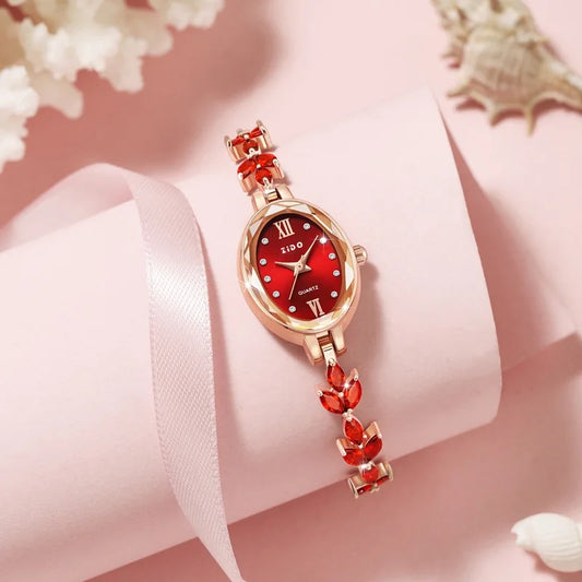 Luckacco UTHAI V22 Women's Watches Light Luxury Diamond Inlaid Female Watch Waterproof Oval Ladies Fashion Quartz Bracelet Wristwatch