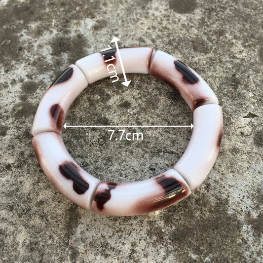 Luckacco FishSheep Vintage Leopard Print Acrylic Stackable Bracelets Bangles for Women Resin Stretchy Bracelet 2023 Fashion Jewelry Gift