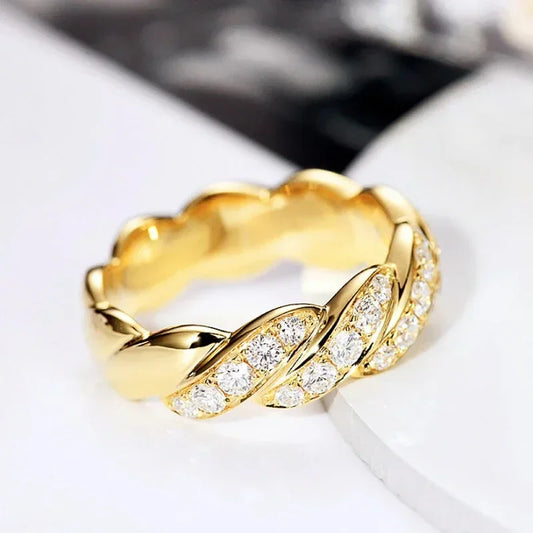 Luckacco 2025 Newest Wedding Rings for Women Luxury Gold Color Crystal Cubic Zircon Proposal Engagement  Girlfriend Trendy Jewelry