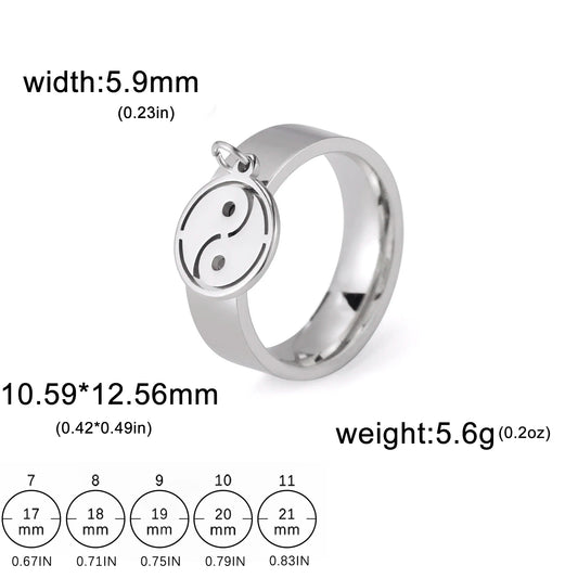 Luckacco Unift Women Stainless Steel Charms Rings Flower Leaf Spider Paw Pendant Finger Ring Fashion Minimalist Couple Jewelry