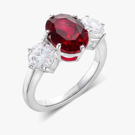 Luckacco Women's Ruby Ring for Women 925 Sterling Silver Plated Gold Infinity Wedding Engagement Anniversary Ring Girlfriend Size 5-9