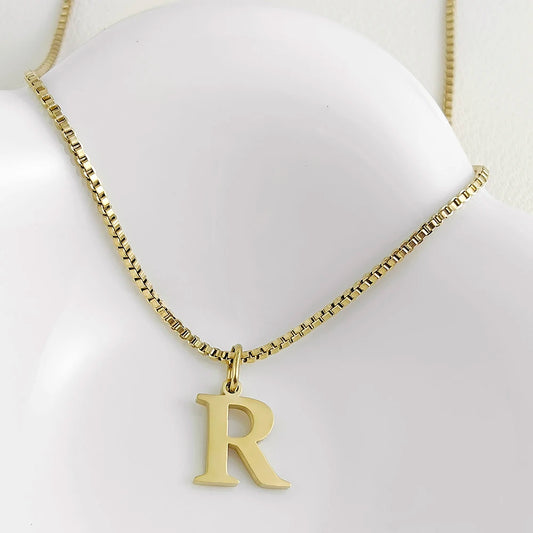 Luckacco Initial necklace letter pendant chamrs stainless steel Necklace jewelry Women's Necklace Box Chain Choker woman trend 2025 gift