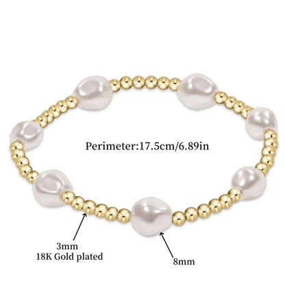 Luckacco Vlen Shell Pearl Bracelet With 18K Gold Plated Beaded Bracelets for Women Boho Summer Dainty Stackable Pulseras Jewelry