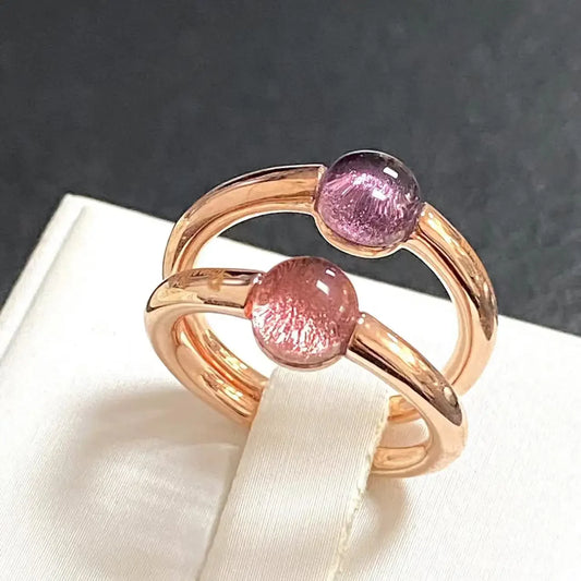 Luckacco 6mm Simple Round Ring Starry Sky Style Ring Blue Crystal Ring For Women Fashion Jewelry Party Gift