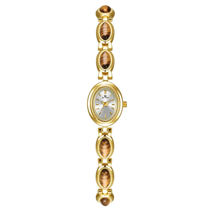 luckacco oval rhinestone 2025 ladies wrist watches top brand luxury for women bracelet watches gold relogio feminino dropshipping fashion