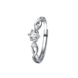 Luckacco choice 2024 New Zircon Couple Ring for Men and Women Metal White Crystal Design Wave Hollow Wedding Luxury Jewelry Accessories