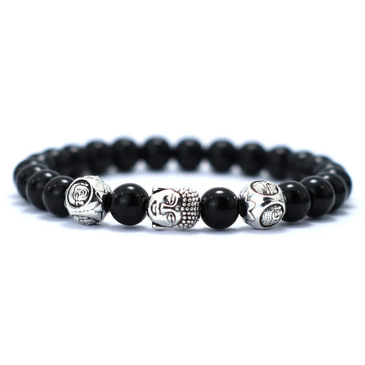 Luckacco Minimalist Men Bracelet Natural 8mm Stone Vintage Buddha Braclet Homme Meditation Yoga Jewelry Lava Tiger Eyes Beaded Braslet