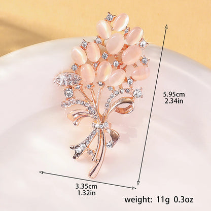 Luckacco 1PC Fashionable Opal Stone Flower Brooch Pin Garment Accessories Birthday Gift Brooches For Women Rhinestone Brooch Pin-6691
