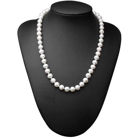 Luckacco Real Natural River Freshwater Pearl Necklace for Women Wife Mother Birthday Anniversary Gift White