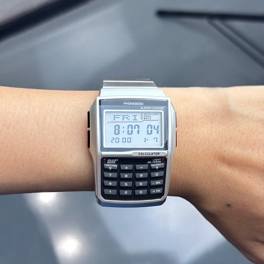 Luckacco Top Luxury Men's Calculator Watch Multifunctional Led Watch Stainless Steel Watch Strap Men's Sports Watch Computer Style