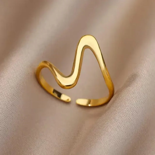 Luckacco Elegant Stainless Steel Big Bloom Flower Rings For Women Gold Color Sun Starfish Open Ring Finger Jewelry Wedding Her Gift Punk