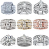 Luckacco Luxury Marquis Cut Droplet Ring Women's Gorgeous Anniversary Party Jewelry Noble  Fashion Engagement Ceremony Accessories