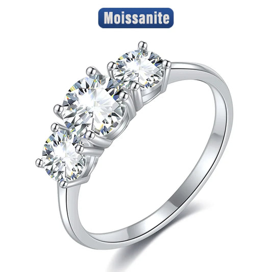 Luckacco Silver Ring With Moissanite 1.6CT D VVS1 Certified Sweet Luxury S925 Rings Jewelry For Women High Design Style Wedding Party