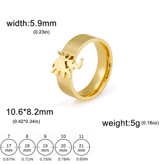 Luckacco Unift Women Stainless Steel Charms Rings Flower Leaf Spider Paw Pendant Finger Ring Fashion Minimalist Couple Jewelry