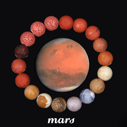 Luckacco 2024 New Universe Galaxy Bracelet Simple 10MM Natural Sodalite Turquoises Stone Bead Bangle Planet Solar System Earth Mars Gift
