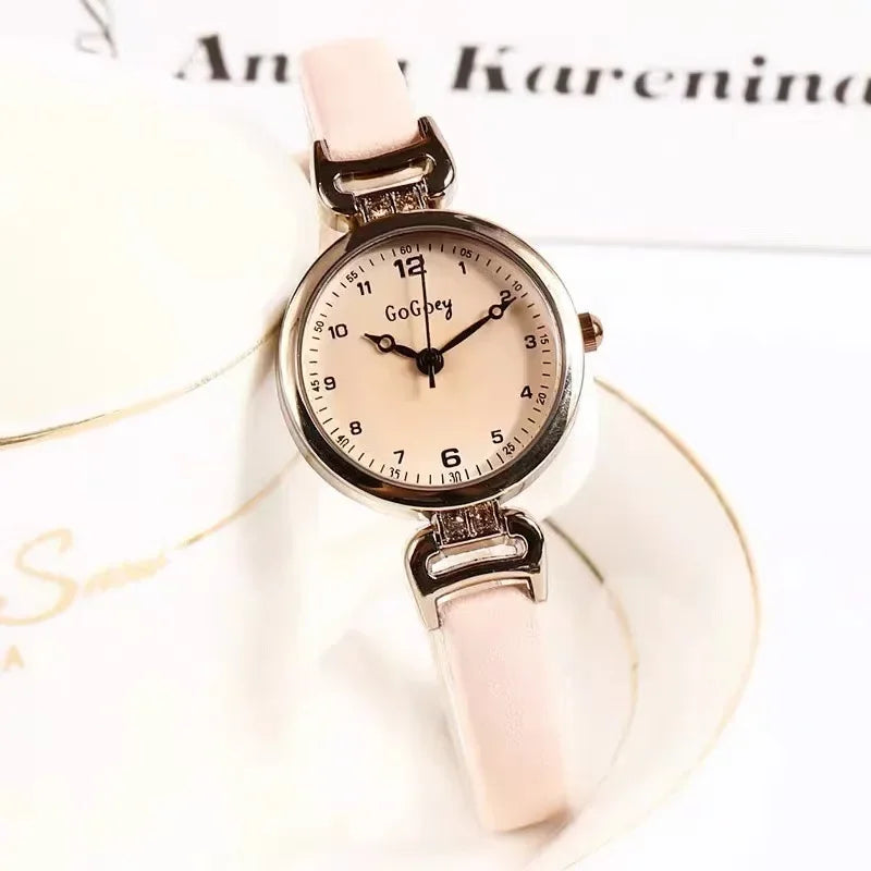 luckacco 2025 quartz watch women pu leather thin strap wristwatch ladies watches solid color fashion women gift watch relojes para mujer