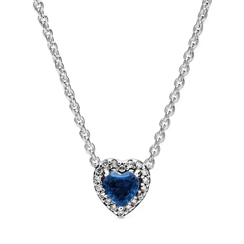 luckacco new 925 sterling silver heart-shaped pink ring necklace earring set luxurious sparkling charm jewelry fashion wedding gift
