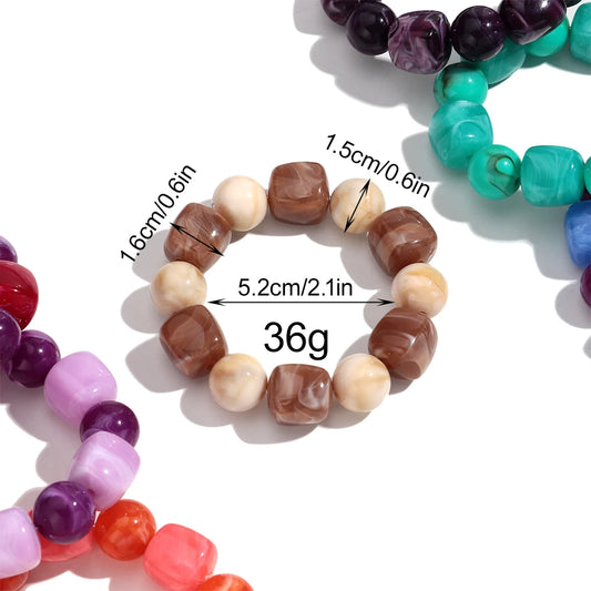 Luckacco Acrylic Chunky Irregular Square Round Beaded Bracelet for Women European and American Simple Bracelet Fashion Hand Accessories