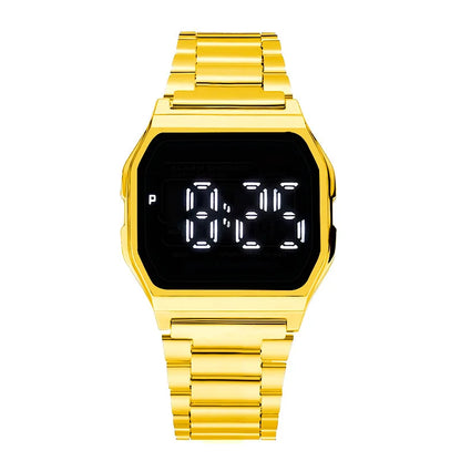 Luckacco Luxury Gold Silver Sports Military Watches Men Women LED Digital Wristwatches Retro F91W Steel Band Electronic Watch Wrist Clock