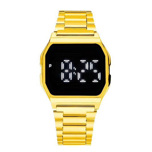 Luckacco Luxury Gold Silver Sports Military Watches Men Women LED Digital Wristwatches Retro F91W Steel Band Electronic Watch Wrist Clock