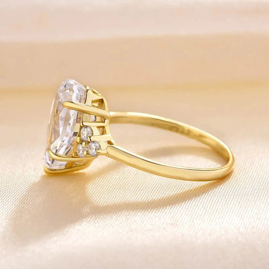 Luckacco daily picks Luxury Drop-shaped Zirconia Wedding Band Female Fashion Gold Color Proposal Ring for Women Simple Gorgeous Accessories