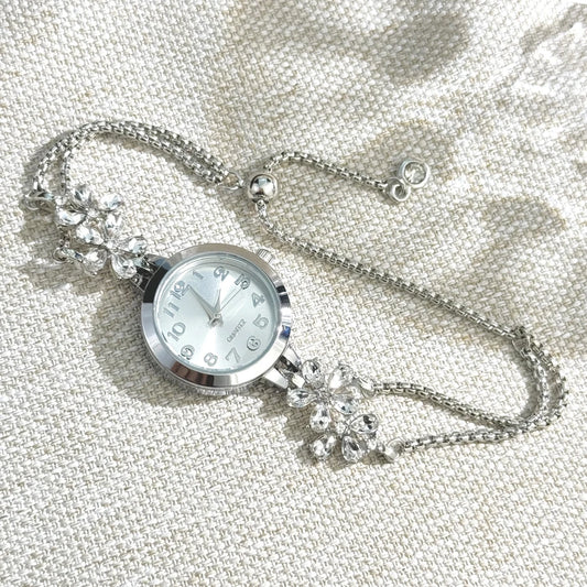 Luckacco Live burst new diamond set flowers color diamond simple fashion pull bracelet watch women's watch
