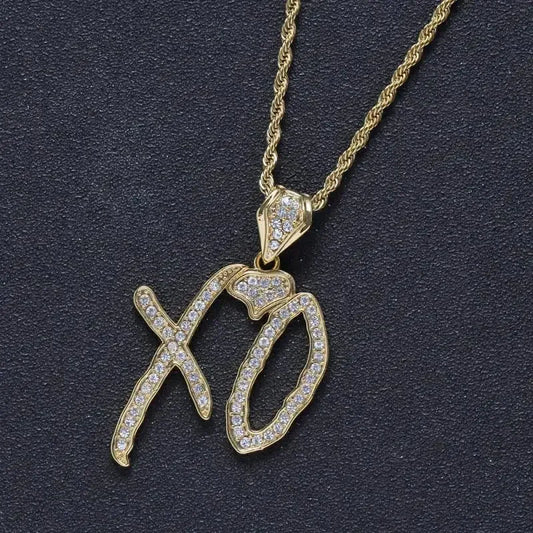 Luckacco Hip Hop Ice Out Zircon Letter Otf Letter Pendant Necklace for Men and Women Fashion Rock Party Jewelry Gift