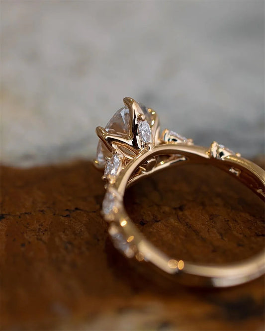 Luckacco PT950 Platinum Solid Real Gold Vine Twigs IGI3CT RADIANT MARQUISE Lab Grow Diamond wedding diamond engagement ring Fine jewelry