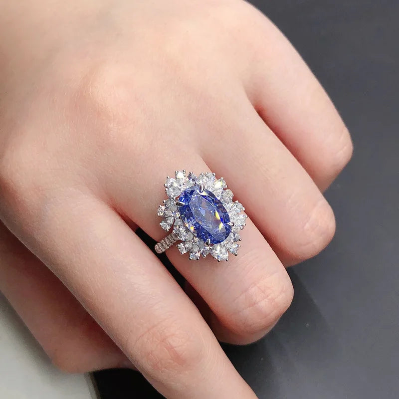 luckacco women's pt950 platinum 4.5-carat high-carbon diamond ring: minimalist style vine-wrapped with shell inlay, fresh for daily looks