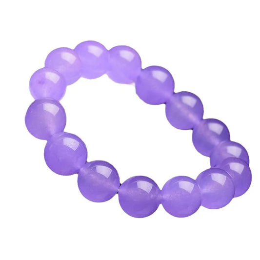 Luckacco Seed Violet Large Round Beads Jadeite Waxy Purple Quartzite Jade Bracelet