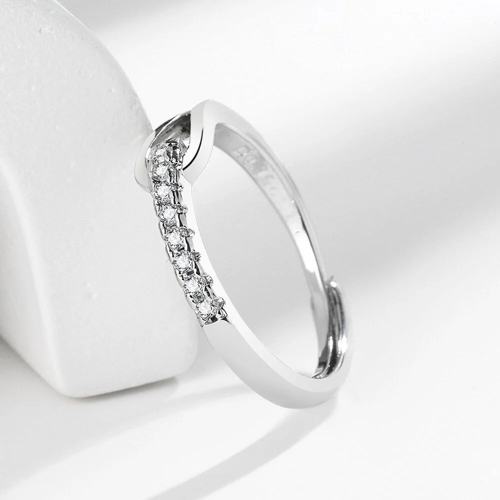 luckacco 925 sterling silver high-end full diamond hollow design horseshoe-shaped zircon ring personalized high-quality women's ring