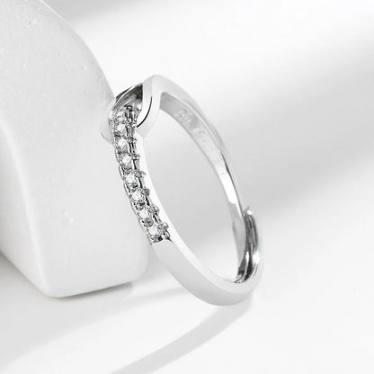 Luckacco 925 Sterling Silver High-End Full Diamond Hollow Design Horseshoe-Shaped Zircon Ring Personalized High-Quality Women's Ring