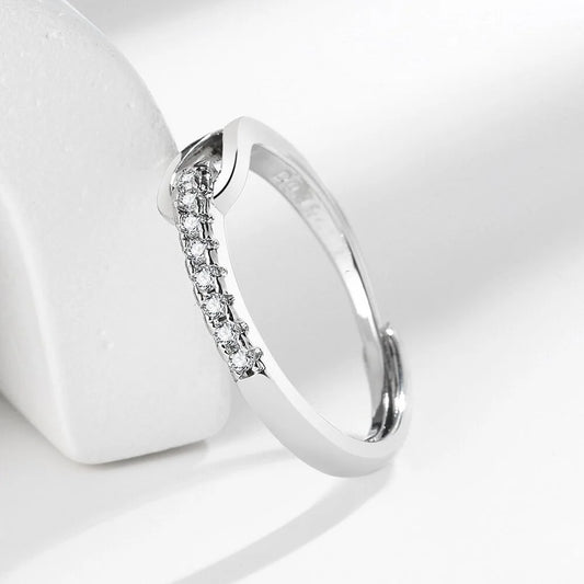 Luckacco 925 Sterling Silver High-End Full Diamond Hollow Design Horseshoe-Shaped Zircon Ring Personalized High-Quality Women's Ring