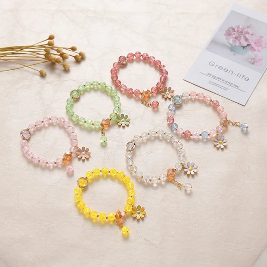 Luckacco Popcorn Bead Sweet Bracelet For Children Women Cute Cloud Flower Pendant Bracelets Kids Girls Charm Wish Bracelet
